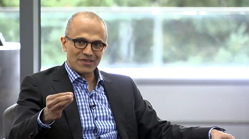 Satya Nadella addresses Microsoft customers in his first public remarks as CEO.