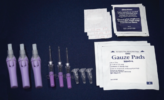 The Exogen kit to safely collect a blood sample 