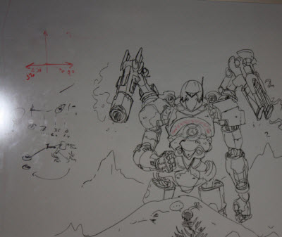 A game character on a USC whiteboard