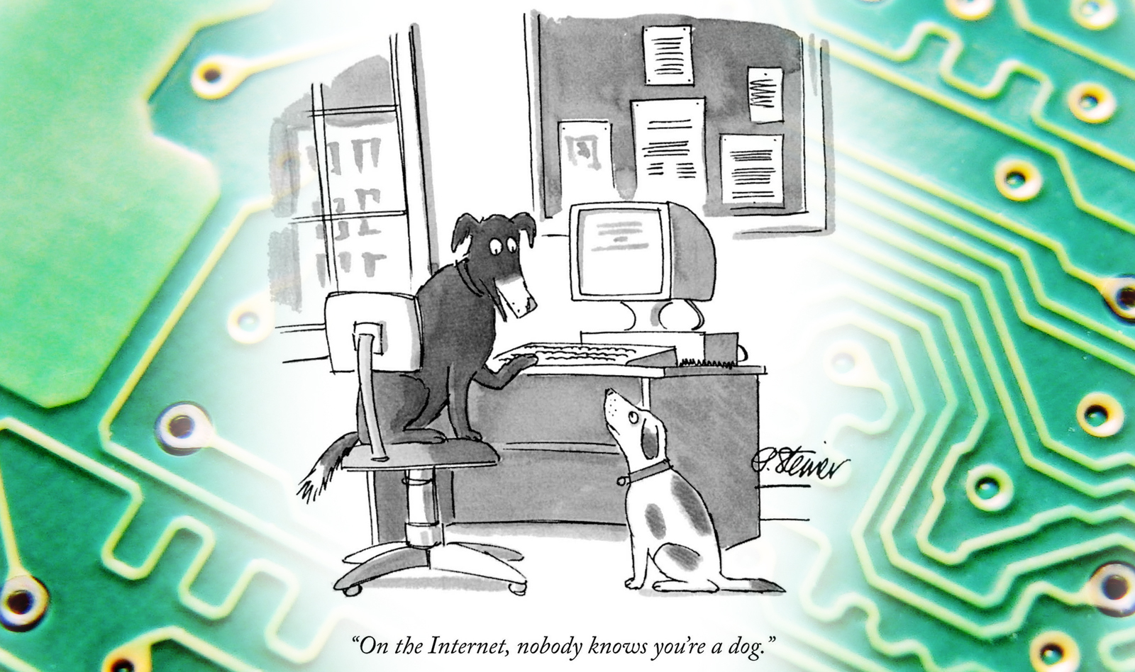 Dog cartoon silicon chip