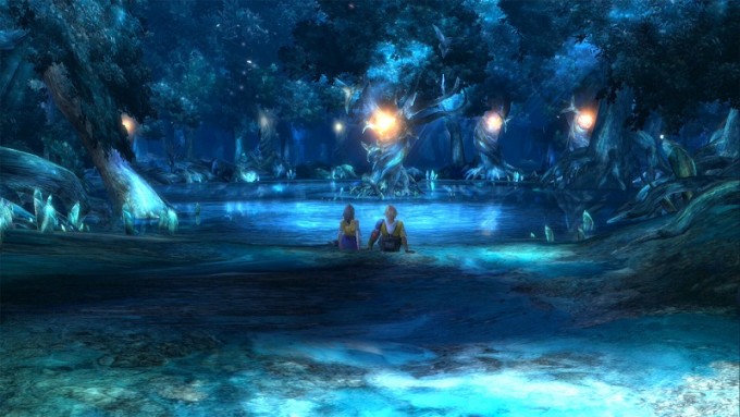 Tidus and Yuna share a private moment.