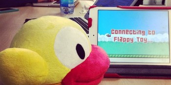 Flappy is a toy-controlled game of Flappy Bird that you can throw in frustration