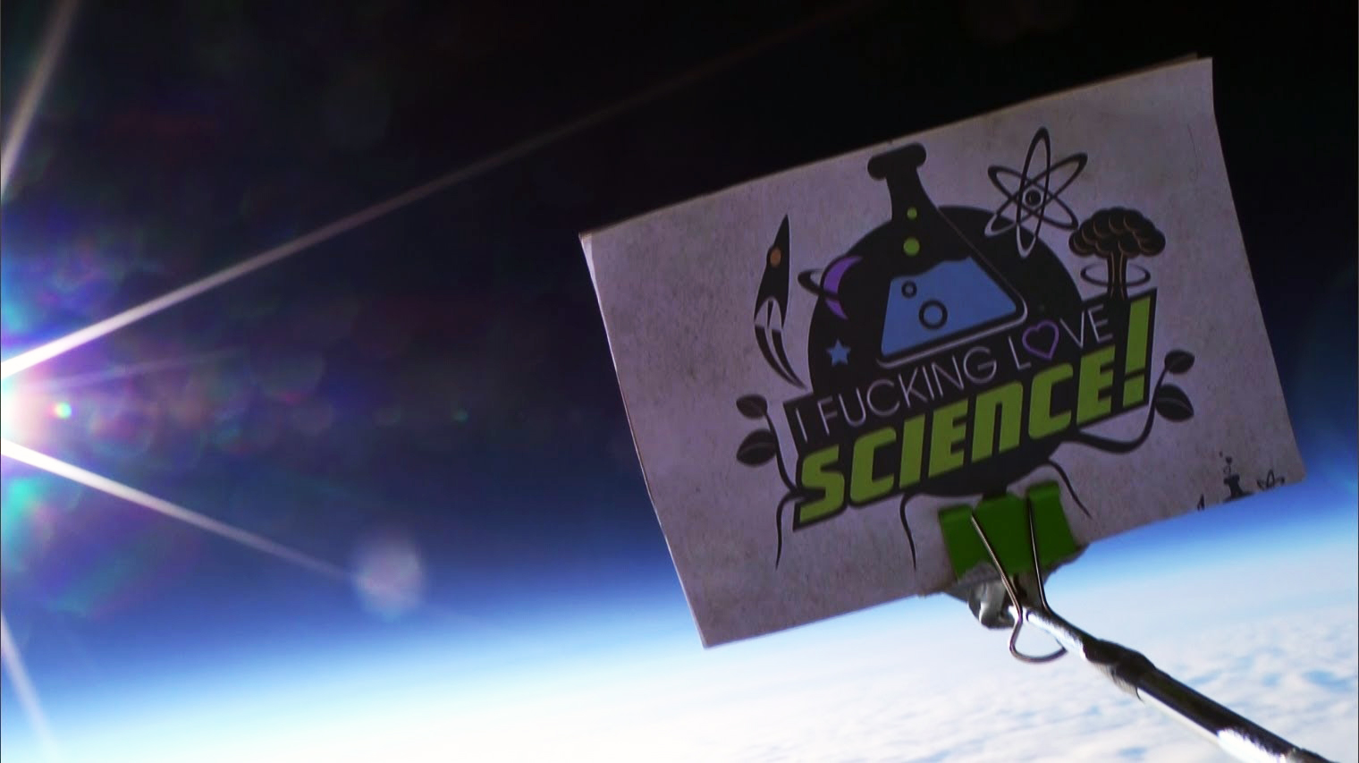 The "I f*cking love science" logo in space