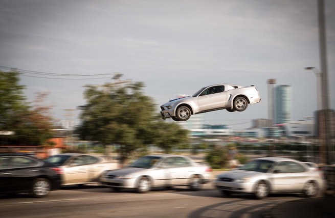 A big stunt scene in Need for Speed.