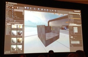 A picture of the Unreal Engine 4 editor being demonstrated during the Epic Games press conference at GDC 2014.