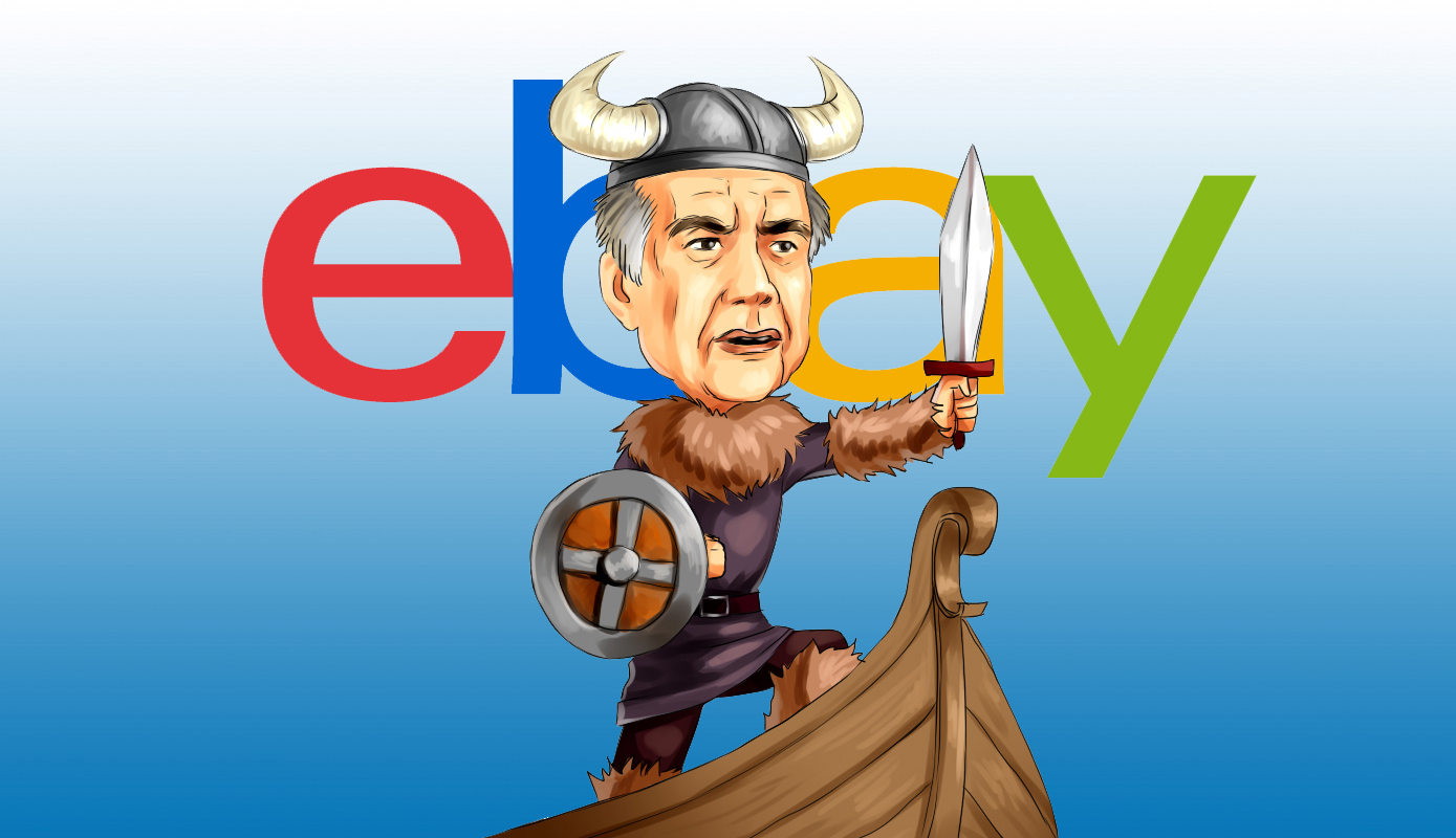 Carl Icahn as a viking aboard the great ship eBay.