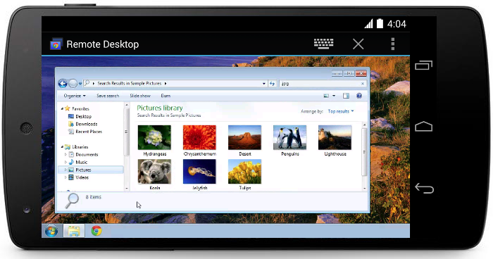 Chrome remote desktop on Android.