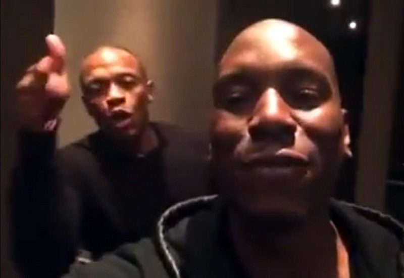 A still of Dr. Dre (left) and Tyrese Gibson from the infamous video.