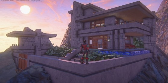 Landmark at sunset, created by a player