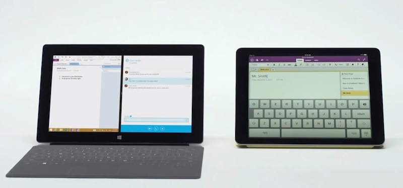 Surface and iPad, side-by-side