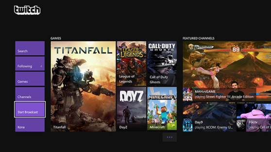 Twitch broadcasts operate through a separate application on the Xbox One.