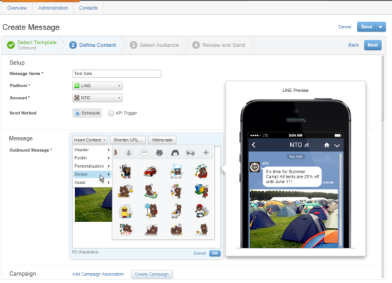 Building a message in Salesforce's ExactTarget Marketing Cloud for LINE