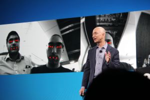 The Fire Phone's scanners detecting faces.