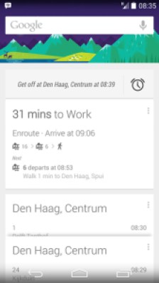 Google Now's public transit alarm at work in the Netherlands.