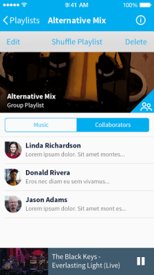 A screenshot of Musx's new group playlist feature.