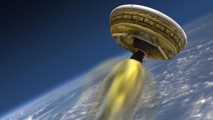 A rendering of NASA's "flying saucer" craft.