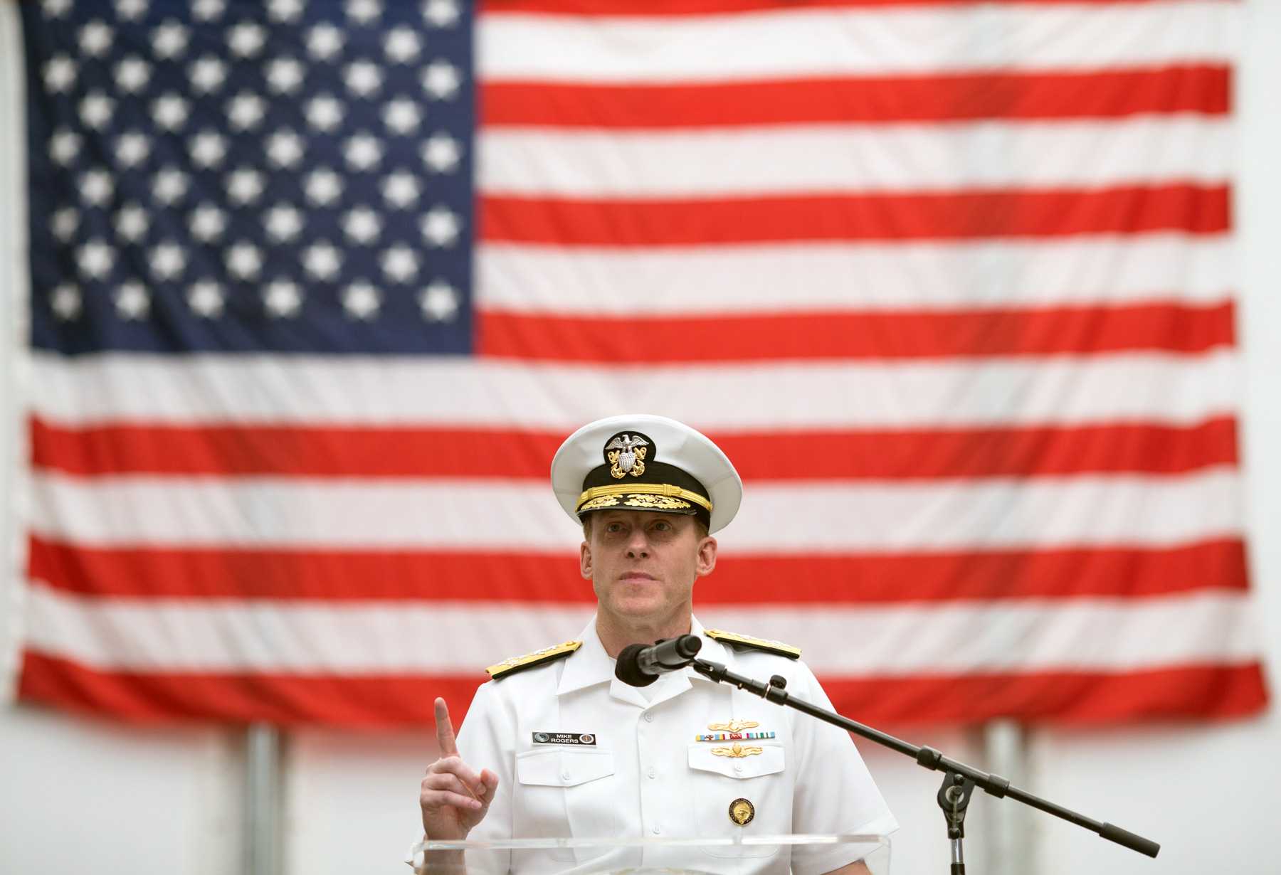 NSA chief Michael S. Rogers speaks at Fort Meade.