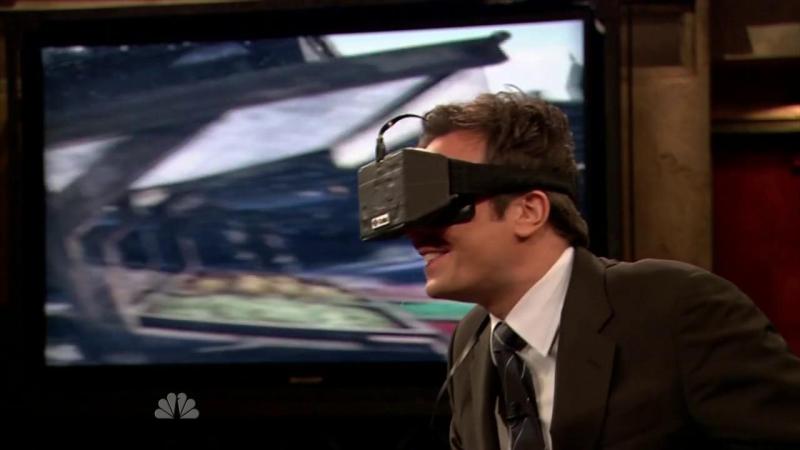 Jimmy Fallon trying a prototype of the Oculus Rift.