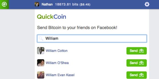 The QuickCoin interface. 