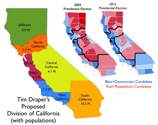 Tim Draper's proposed Six Californias