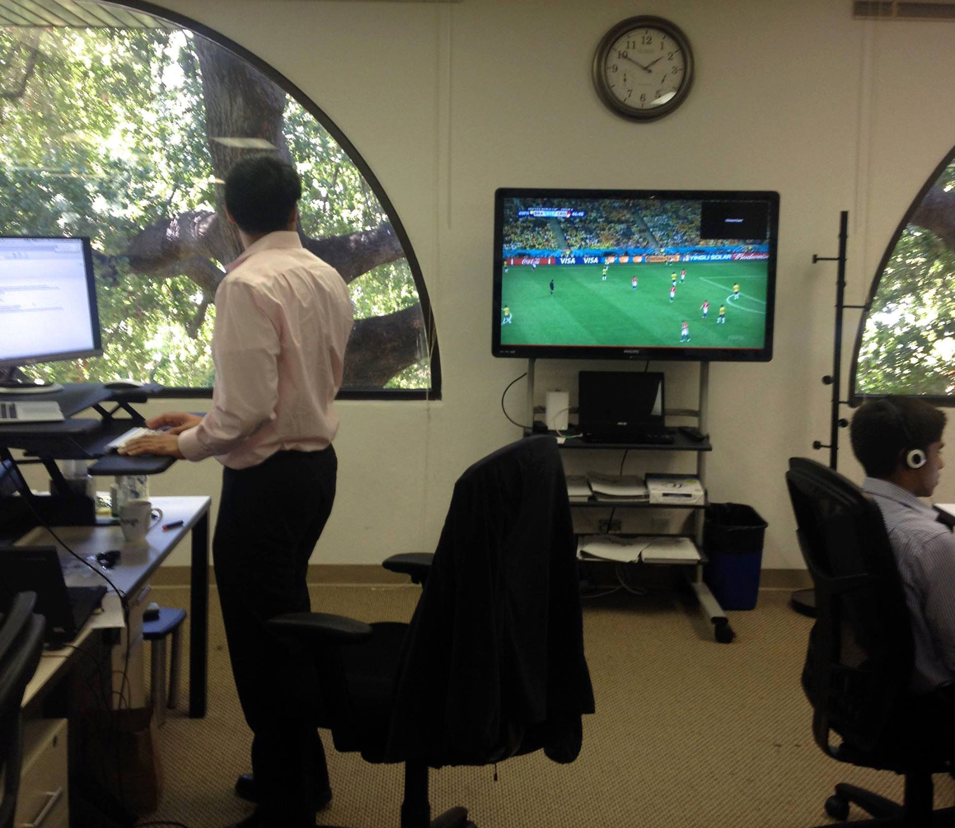 A Skyhigh Networks employee watches the World Cup.