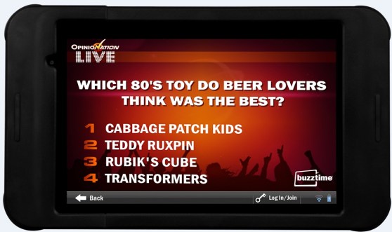 Buzztime's trivia game