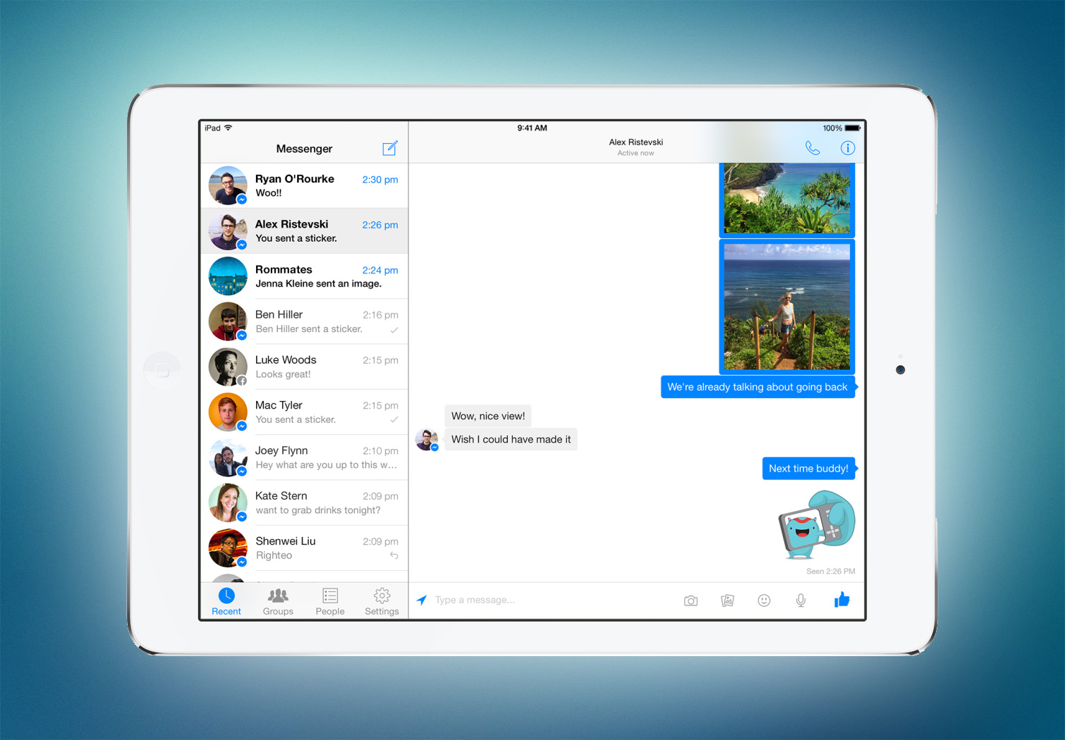 Facebook Messenger is now optimized for Apple's iPad.
