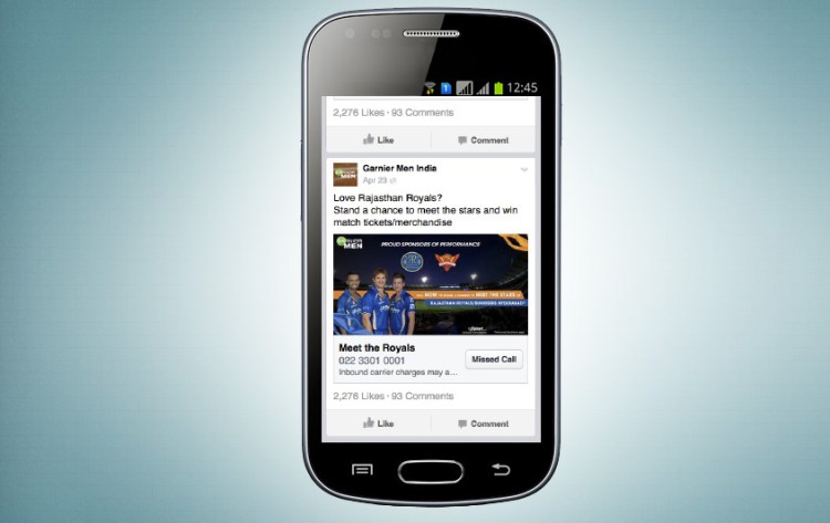 Facebook's new "missed call" ad unit.