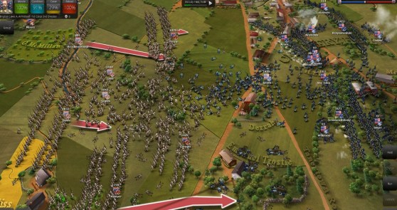 The South attacks the North in Ultimate General: Gettysburg