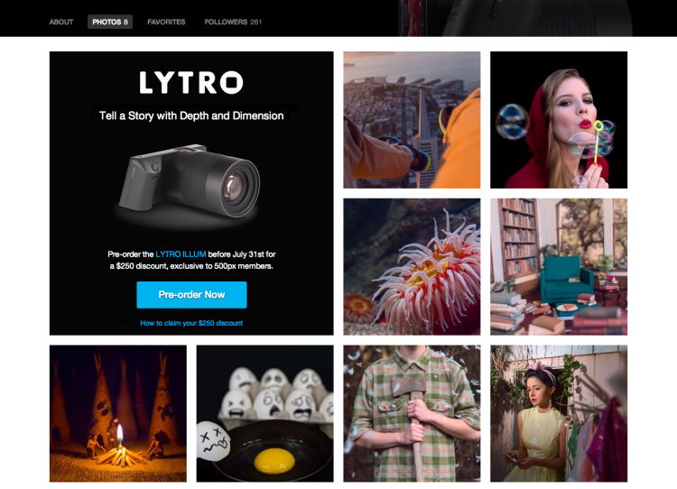 The new Lytro section on 500px