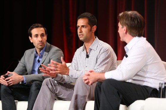 Living Social product VP Mike Bidgoli; Apploving co-founder and CEO Adam Foroughi; VentureBeat writer Mark Sullivan at MobileBeat 2014