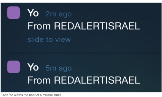 Red alert Israel on Yo
