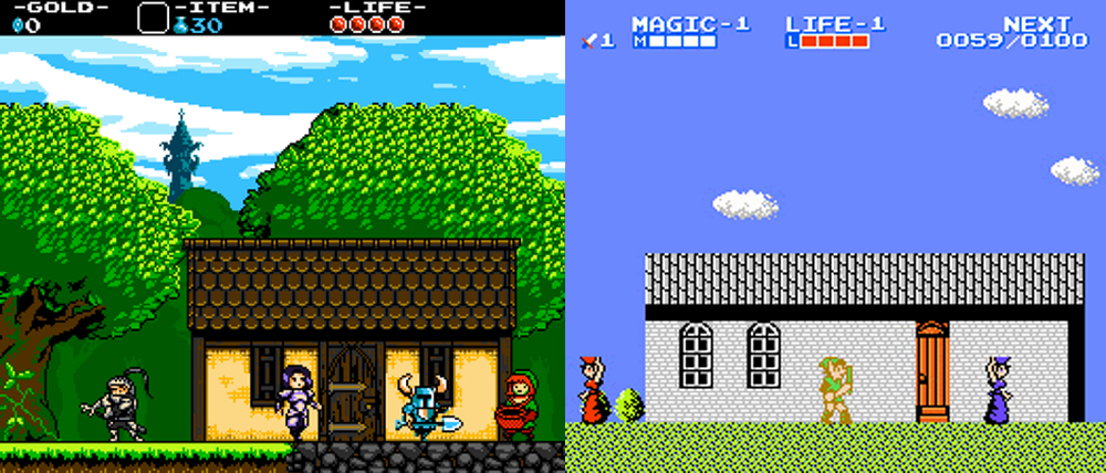 Shovel Knight vs. Zelda II: The Adventure of Link.