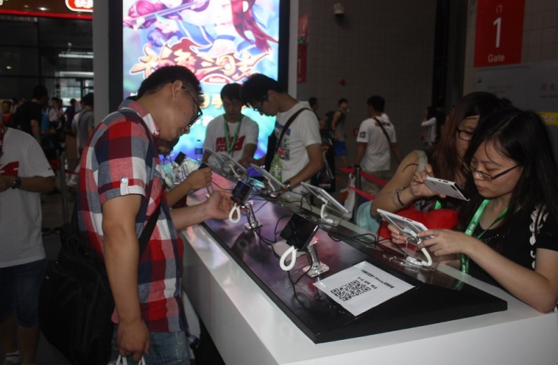 Mobile games on display at the ChinaJoy 2014 event.