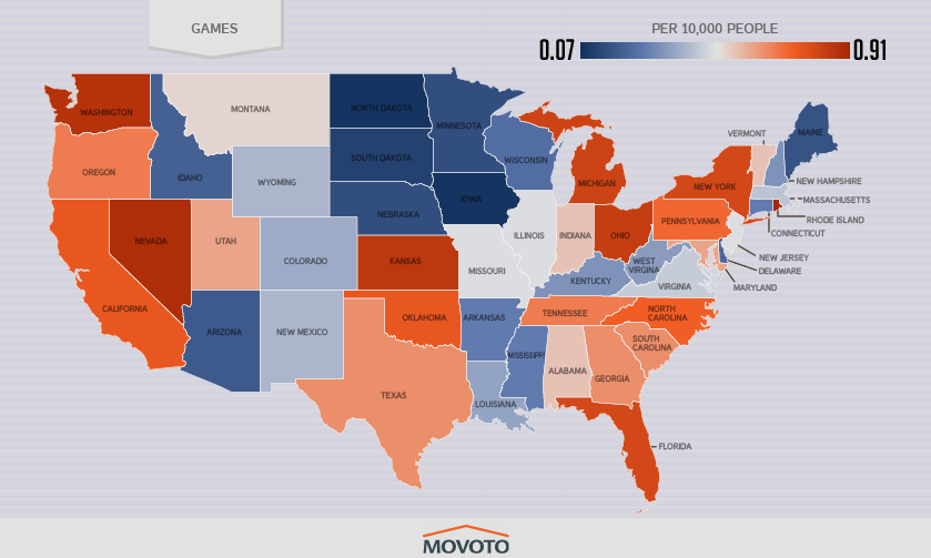 State-by-state breakdown of piracy rates for games.