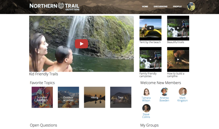 A sample home page in Salesforce's Community Cloud