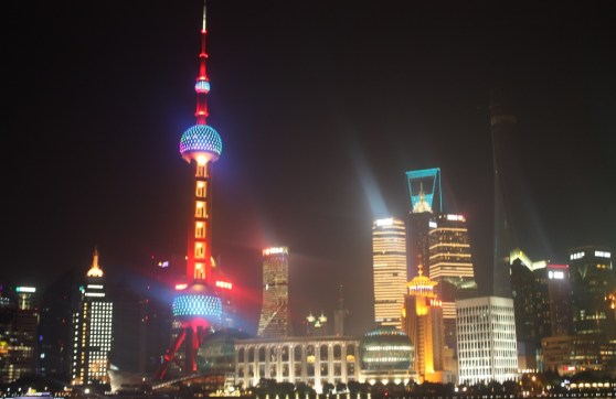 Shanghai skyline during ChinaJoy