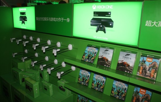 Xbox One retail shelf at ChinaJoy booth.