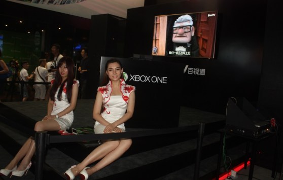 Showgirls at Microsoft's Xbox One booth at ChinaJoy.