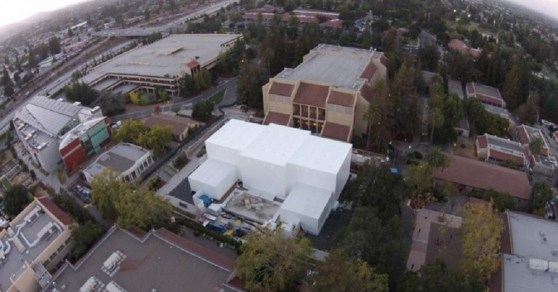 Apple has built a big white structure near the Flint Center