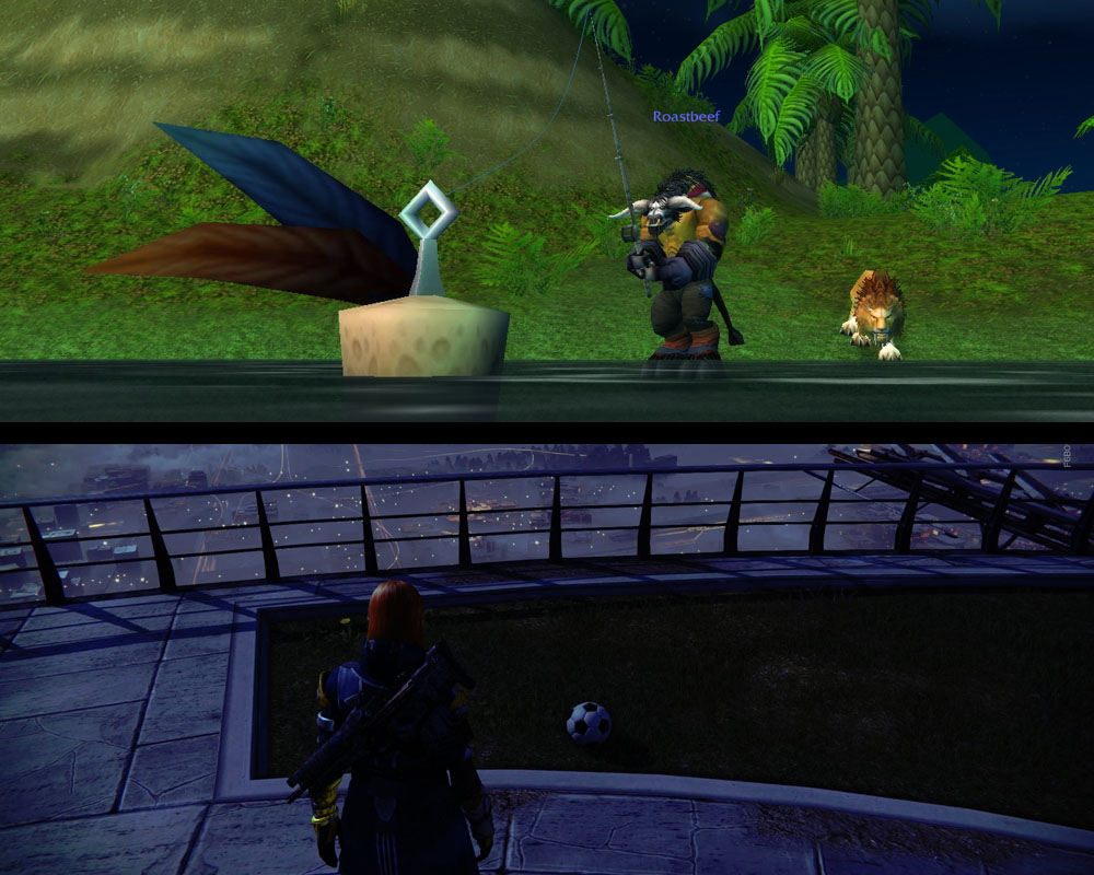 You can fish in WoW, or you could kind of play soccer in Destiny.