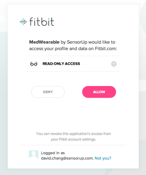 Fitbit connection - Screen Shot - pre beta