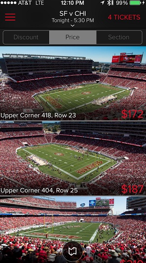 Gametime view of 49er's Levi's Stadium