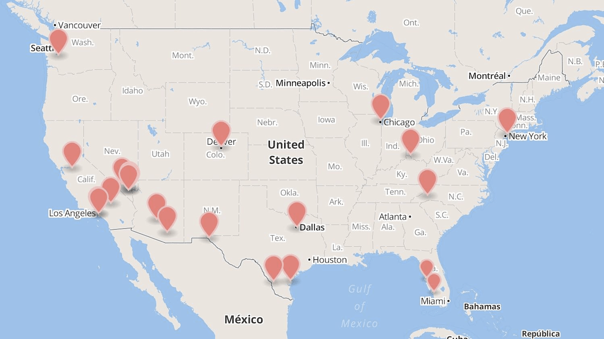 ESD America's map of the towers discovered so far