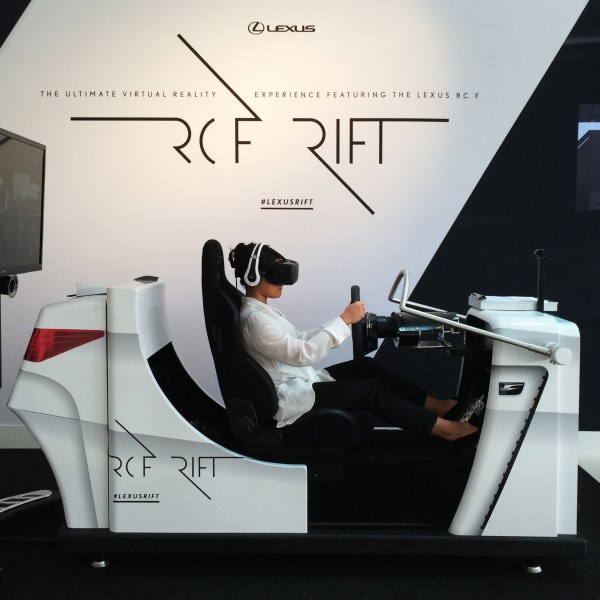 The Lexus RC F simulator, using the Oculus DK2