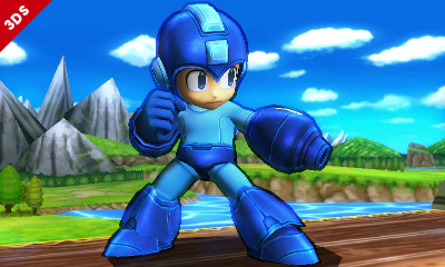 Mega Man is posing like the retro badass he is.