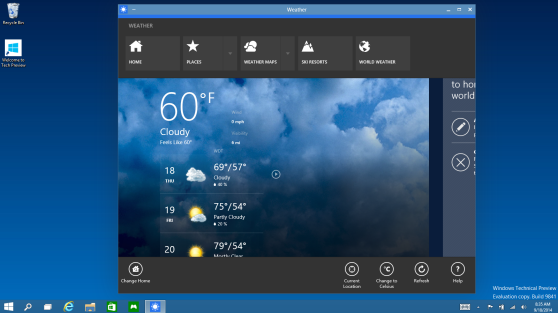 A Windows 10 Metro app running in an actual window!