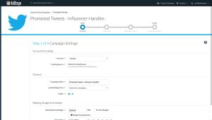 Creating a Twitter ad campaign through AdStage's platform.