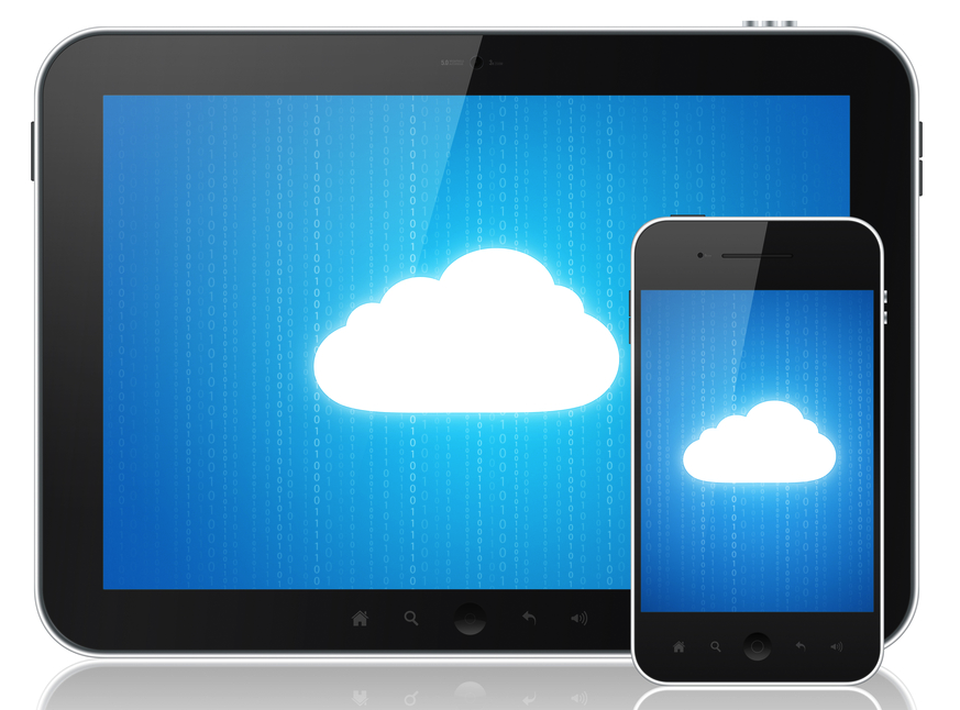 clouds on tablet, smartphone