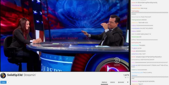 GamerGate people reacting to Anita Sarkeesian on "The Colbert Report."